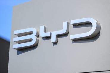 The BYD logo is seen at the dealership and showroom. BYD builds its first European passenger car factory in Szeged, Hungary, which underlines its commitment to the European market. This factory produces vehicles for the European market. Taken in Ghent, Belgium, on April 6, 2025. (Photo by Jonathan Raa/NurPhoto) (Photo by Jonathan Raa / NurPhoto via AFP)