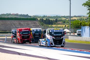 #2 JOCHEN HAHN - IVECO - JOCHEN HAHN (DEU) - #1 RVSZ RACING KFT - MAN - NORBERT KISS (HUN) - #23 TEAM T SPORT BERNAU - MAN - ANTONIO ALBACETE (ESP) - Goodyear FIA European Truck Racing Championship - Misano World Circuit Marco Simoncelli - Italy -