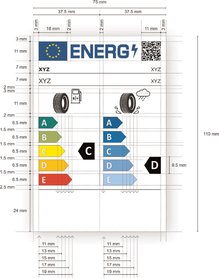 Az előírás főként a címkék külsejével és használatával foglalkozik, a méréseket más szabványok írják le. Újdonság, hogy a furgonok, teherautók és buszok gumijait is minősíteni kell