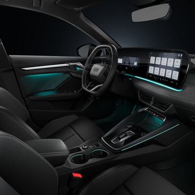 Studio photo, interior, cockpit and steering wheel