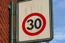 Traffic Sign Thirty Speed Limit in City