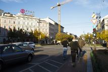 Oktogon Autumn Cityscape in Andrássy Avenue and Grand Boulevard, Terézváros, 6th District of Downtown Budapest, Hungary, Europe on a Sunny Saturday Afternoon in November 2021 - Andrássy Avenue is a boulevard in Budapest, Hungary, dating back to 1872. Lined with spectacular Neo-renaissance mansions and townhouses featuring fine facades and interiors, it was recognized as a World Heritage Site in 2002. It is also one of Budapest's main shopping streets, with fine cafes, restaurants, theaters, embassies and luxury boutiques.