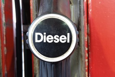 diesel fuel at a gas station for refueling a diesel vehicle