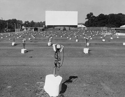 Pole-mounted field speakers at a deserted drive-in cinema in Spring Valley, New York, 1973. (Photo by Peter Keegan/Keystone/Hulton Archive/Getty Images)