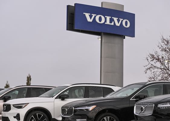 EDMONTON, CANADA - OCTOBER 26, 2023:
Volvo vehicles seen outside a Volvo dealership in Edmonton, on October 26, 2023, in Edmonton, Alberta, Canada. (Photo by Artur Widak/NurPhoto via Getty Images)