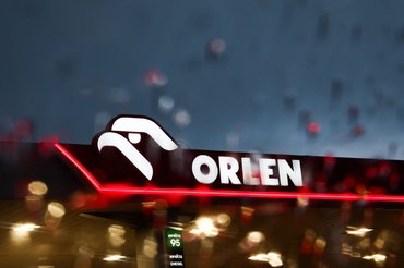 Orlen logo is seen through the raindrops on the car window at a gas station Poland on October 6, 2024. (Photo by Jakub Porzycki/NurPhoto via Getty Images)