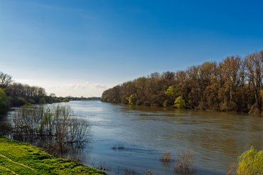 The river of Tisza near Csongrad in early March