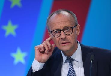 BERLIN, GERMANY - APRIL 28: Friedrich Merz, head of the German Christian Democrats (CDU), attends a CDU small party congress on April 28, 2025 in Berlin, Germany. CDU delegates will vote later today on the coalition contract with the CSU, its Bavarian sister party, and the German Social Democrats (SPD) that will set the policy framework for next federal government. Merz will likely be elected next chancellor at a special session of the Bundestag on May 6. (Photo by Sean Gallup/Getty Images)