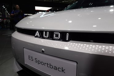SHANGHAI, CHINA - 2025/11/08: The Audi E5 Sportback electric vehicle is on display at the 8th China International Import Expo. (Photo by Sheldon Cooper/SOPA Images/LightRocket via Getty Images)