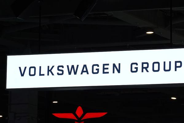 SHANGHAI, CHINA - 2025/11/08: The Volkswagen Group logo is displayed at the 8th China International Import Expo. (Photo by Sheldon Cooper/SOPA Images/LightRocket via Getty Images)