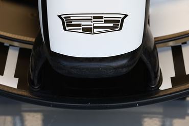 Cadillac team logo during the Formula 1 pre-season testing at Sakhir Circuit in Sakhir, Bahrain on February 11, 2026. (Photo by Jakub Porzycki/NurPhoto via Getty Images)