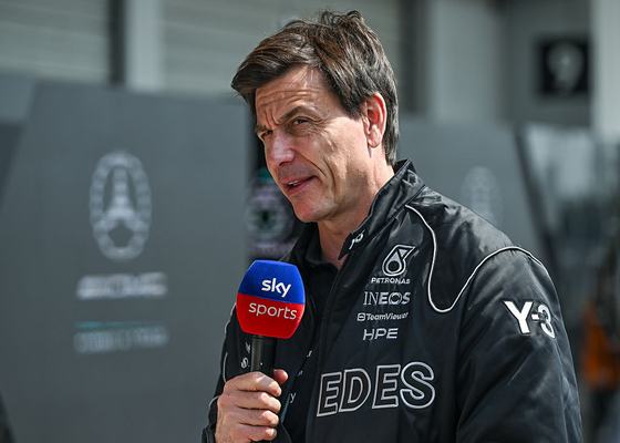 SUZUKA, JAPAN - MARCH 28:  Toto Wolff, Team Principal of the Mercedes-AMG Petronas F1 Team, speaks to the media following the third practice session ahead of the 2026 Japanese Grand Prix at Suzuka Circuit in Suzuka, Mie Prefecture, Japan, on March 28, 2026. (Photo by Artur Widak/NurPhoto via Getty Images)