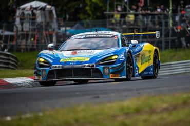 16 May 2026, Rhineland-Palatinate, Nürburg: The McLaren 720S-GT3 with starting number 69 from the Doerr Motorsport team with drivers Timo Glock, Timo Scheider, Ben Doerr and Marvin Kirchhöfer will race on the Nordschleife of the Nürburgring during the 24-hour race. Photo: Silas Stein/dpa (Photo by Silas Stein/picture alliance via Getty Images)
