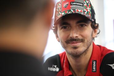 BALATONBOGLAR, HUNGARY - JUNE 04: Francesco Bagnaia of Italy riding a Lenovo Ducati talking to the media ahead of the MotoGP of Hungary at Balaton Park Circuit on June 04, 2026 in Balatonboglar, Hungary. (Photo by Gold & Goose Photography/Getty Images)