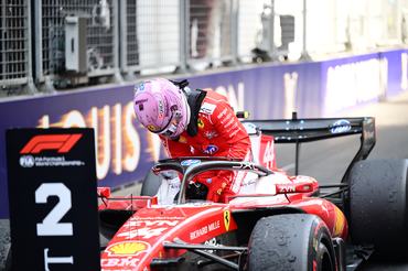 Lewis Hamilton of Scuderia Ferrari celebrates his second place during the Monaco Grand Prix at Circuit de Monaco in Monaco Ville, Monaco, on June 7, 2026. (Photo by Andrea Diodato/NurPhoto via Getty Images)