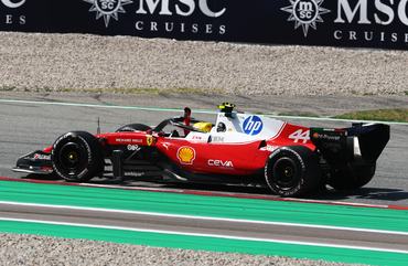 BARCELONA, SPAIN - JUNE 14: Race winner Lewis Hamilton of Great Britain and Scuderia Ferrari waves to fans on his way to parc ferme  during the F1 Grand Prix of Barcelona-Catalunya at Circuit de Barcelona-Catalunya on June 14, 2026 in Barcelona, Spain. (Photo by Clive Mason/Getty Images)