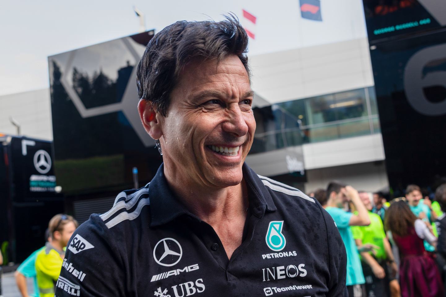 Toto Wolff, Team Principal and CEO of Mercedes-AMG Petronas F1 Team, is seen during the Formula 1 Lenovo Austrian Grand Prix 2026 at Red Bull Ring in Spielberg, Austria, on June 28, 2026. (Photo by Alessio Morgese/NurPhoto via Getty Images)