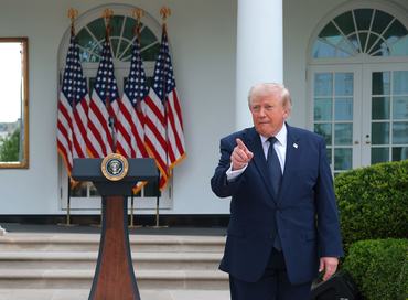 WASHINGTON, DC - JULY 06: U.S. President Donald Trump gestures to attendees after speaking at the White House on July 06, 2026 in Washington, DC. President Trump is hosting a luncheon in the Rose Garden Club. (Photo by Anna Moneymaker/Getty Images)