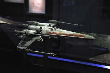 VIENNA, AUSTRIA - DECEMBER 17:  'X-wing starfighter' is on display in the 'STAR WARS Identities' exhibition press conference & photo call at MAK on December 17, 2015 in Vienna, Austria.  (Photo by Manfred Schmid/Getty Images)