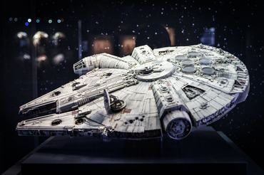LONDON, ENGLAND - NOVEMBER 11:  An original model of the Millennium Falcon is displayed at the Star Wars Identities exhibition at The O2 Arena on November 11, 2016 in London, England. Star Wars Identities is a brand new exhibition opening at The O2 on 18th of November 2016.  (Photo by Tristan Fewings/Getty Images)