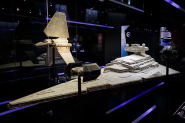 LONDON, ENGLAND - NOVEMBER 11:  A model of a Star Destroyer is displayed at the Star Wars Identities exhibition at The O2 Arena on November 11, 2016 in London, England. Star Wars Identities is a brand new exhibition opening at The O2 on 18th of November 2016.  (Photo by Tristan Fewings/Getty Images)