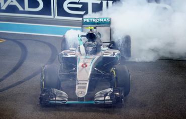 ABU DHABI, UNITED ARAB EMIRATES - NOVEMBER 27:  Nico Rosberg of Germany and Mercedes GP celebrates after finishing second and winning the World Drivers Championship during the Abu Dhabi Formula One Grand Prix at Yas Marina Circuit on November 27, 2016 in Abu Dhabi, United Arab Emirates.  (Photo by Clive Mason/Getty Images)