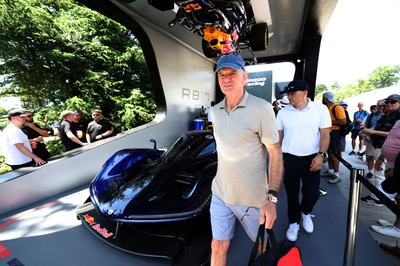 CHICHESTER, ENGLAND - JULY 09: Adrian Newey the former Chief Technology Officer at Red Bull Racing and designer of the RB17 views the car on display during the Goodwood Festival of Speed at Goodwood Motor Circuit on July 09, 2026 in Chichester, England. (Photo by Dom Gibbons/Getty Images) // Red Bull Racing / Red Bull Content Pool // SI202607090399 // Usage for editorial use only //